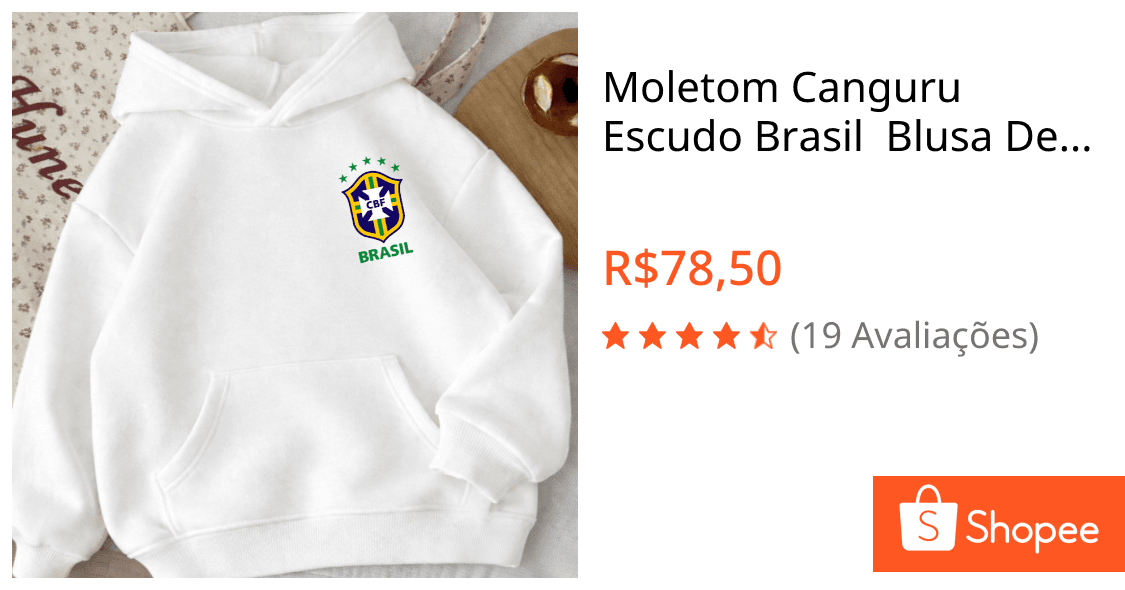 Moletom Canguru Escudo Brasil  Blusa De Frio Casaco Unissex Copa Do Mundo