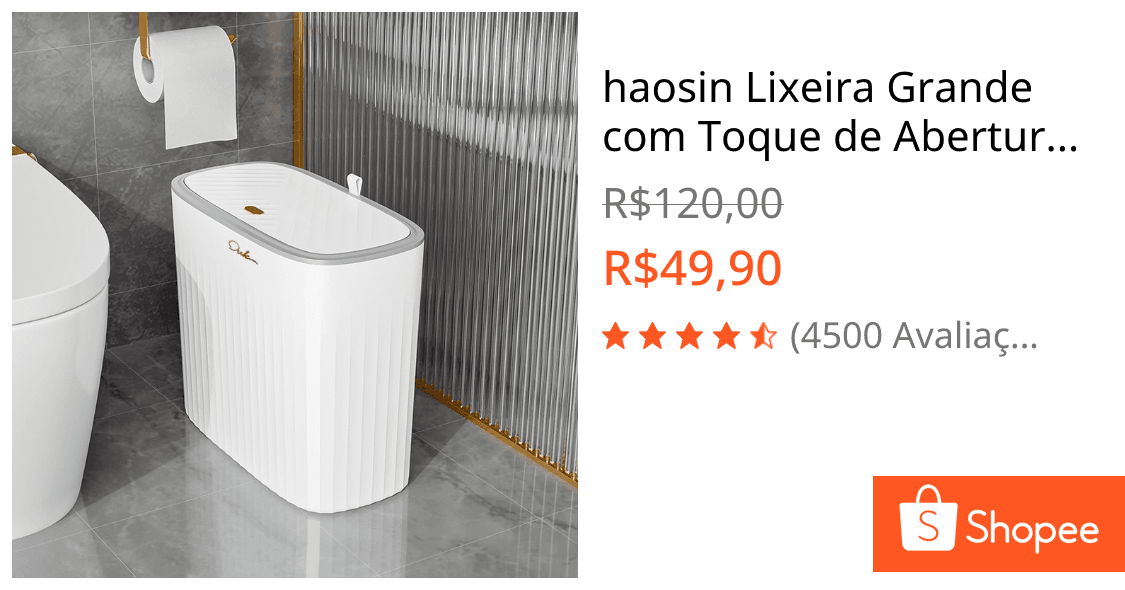haosin Lixeira Grande com Toque de Abertura por Pressão Click Economiza Espaço Multiuso para Banheiro Cozinha Escritório