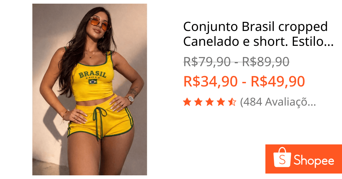 Conjunto Brasil cropped Canelado e short. Estilo verão,copa do mundo 2026 vibe  looks do brasil