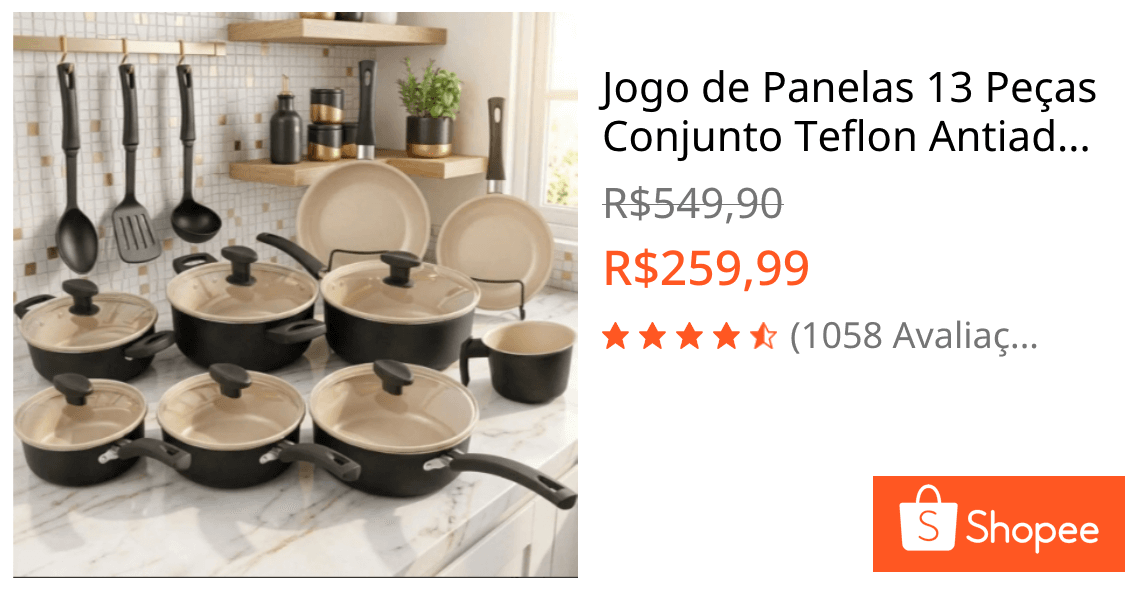 Jogo de Panelas 13 Peças Conjunto Teflon Antiaderente Kit Frigideira Caçarola
